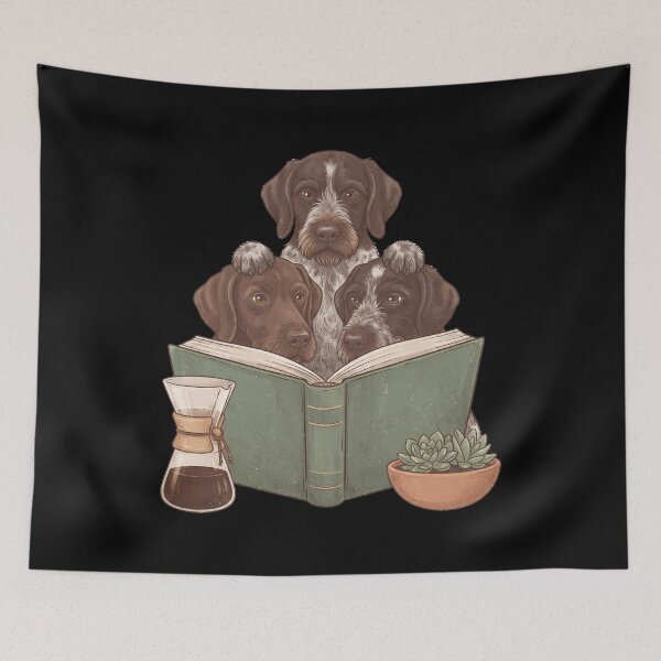 Item preview, Vintage German Wirehaired Pointer Reading Book Funny Dog Lover designed and sold by dian-rody-crest.