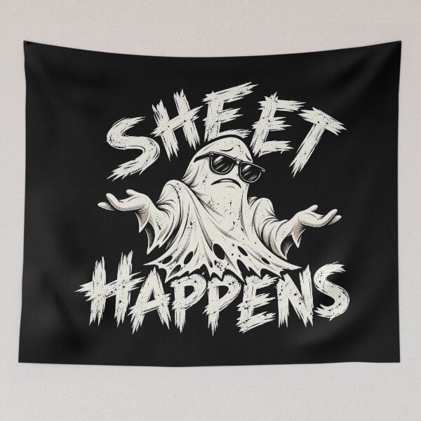 Item preview, Sheet Happens | Sarcastic Ghost with Zero Effs to Give designed and sold by gahteeriffico.