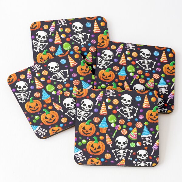 Item preview, Halloween Jack-O-Lanterns, Skeletons, Candy, And Cupcakes Pattern designed and sold by DEC02.