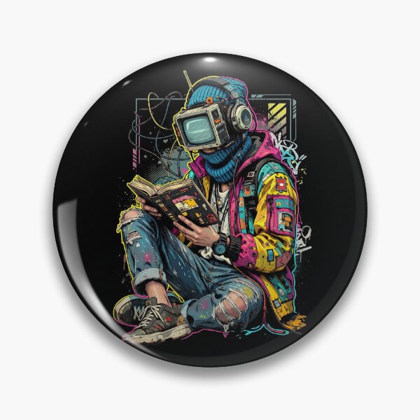 Artikelvorschau, Retro Tech Reader: Cyberpunk TV-Fan & Synthwave Streetwear-Grafiker entworfen und verkauft von HexOne.