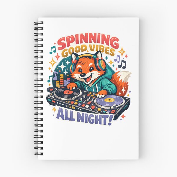 Item preview, Spinning Good Vibes All Night Cute Fox DJ Retro Music Party Design designed and sold by inkoutninja.
