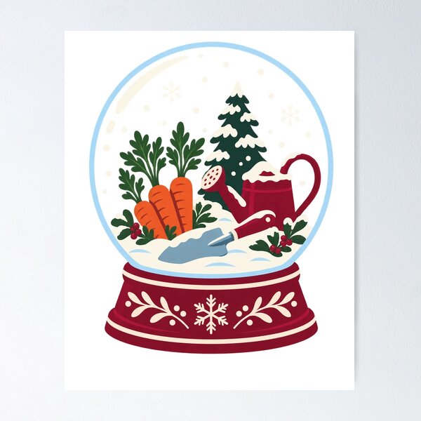 Item preview, Christmas Vegetable Gardening Snow Globe designed and sold by skyartdesign.