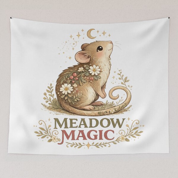 Item preview, Meadow Magic Cute Mouse Floral Cottagecore Woodland Nature Design designed and sold by inkoutninja.
