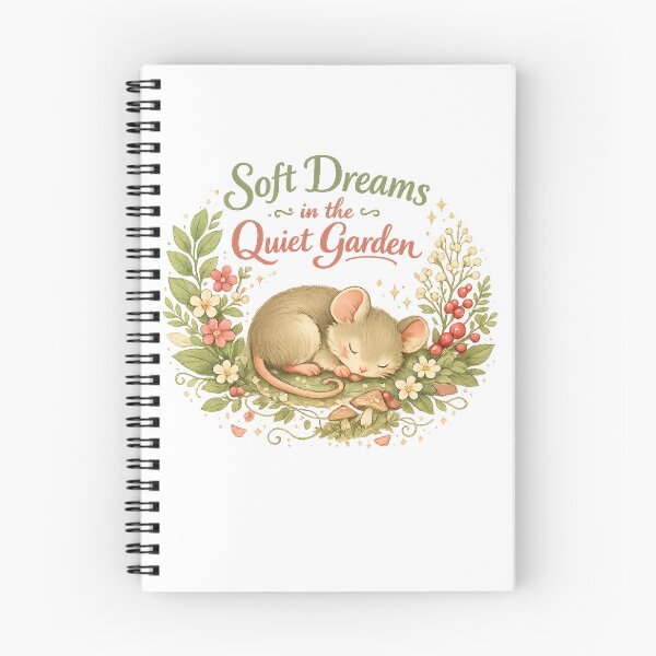 Item preview, Soft Dreams in the Quiet Garden Cute Sleeping Mouse Cottagecore Floral Design designed and sold by inkoutninja.