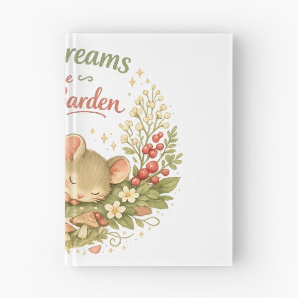 Item preview, Soft Dreams in the Quiet Garden Cute Sleeping Mouse Cottagecore Floral Design designed and sold by inkoutninja.