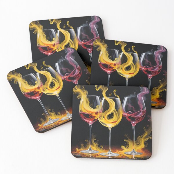 Item preview, Wine Glasses on Fire – A Dance of Color and Flame designed and sold by tambanow.