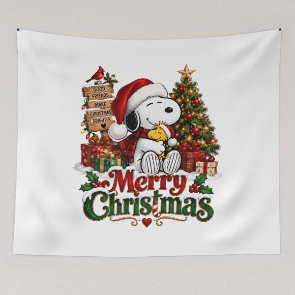 Item preview, Snoopy and Woodstock Merry Christmas Holiday Art designed and sold by lojadpop.