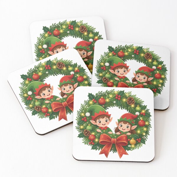 Item preview, Christmas Wreath with Elves designed and sold by SquidMandolin.
