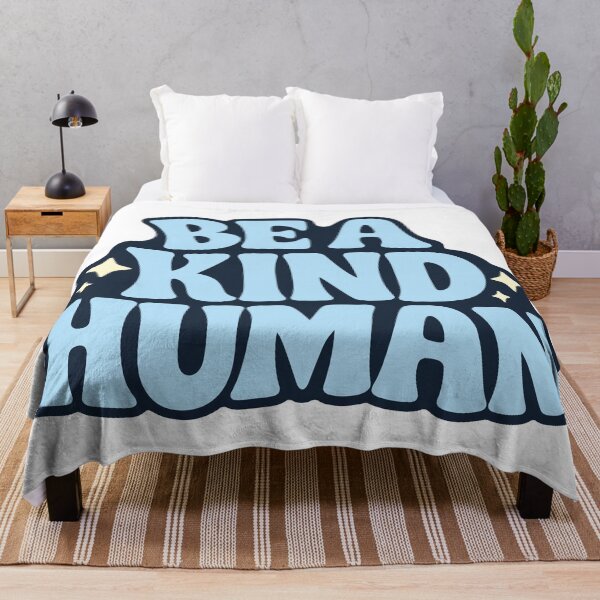 Item preview, Be a Kind Human Blue Groovy Retro Typography designed and sold by FemmePod.