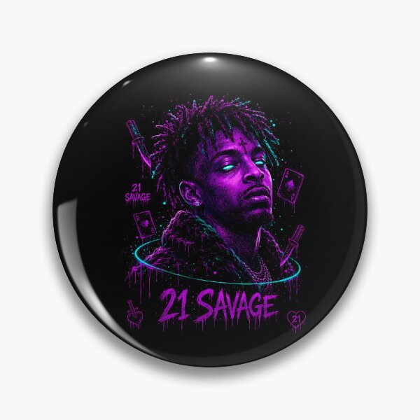 Item preview, 21 Savage Purple Neon Graffiti Portrait designed and sold by JMS-Artvintage.
