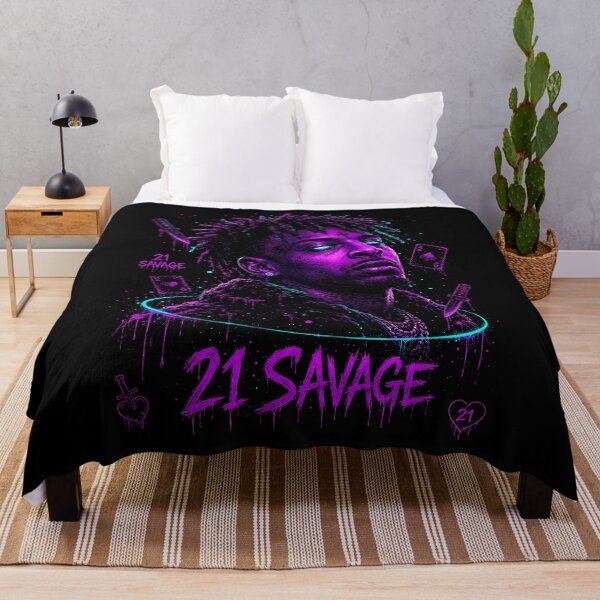 Item preview, 21 Savage Purple Neon Graffiti Portrait designed and sold by JMS-Artvintage.