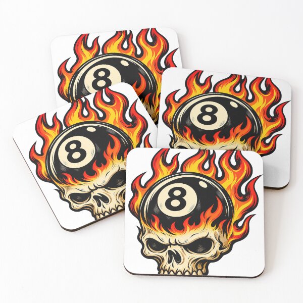 Item preview, Flaming 8 Ball Skull – Vintage Hot Rod Tattoo Art designed and sold by PIXEL POP DESIGNS - Beyond the Norm!.