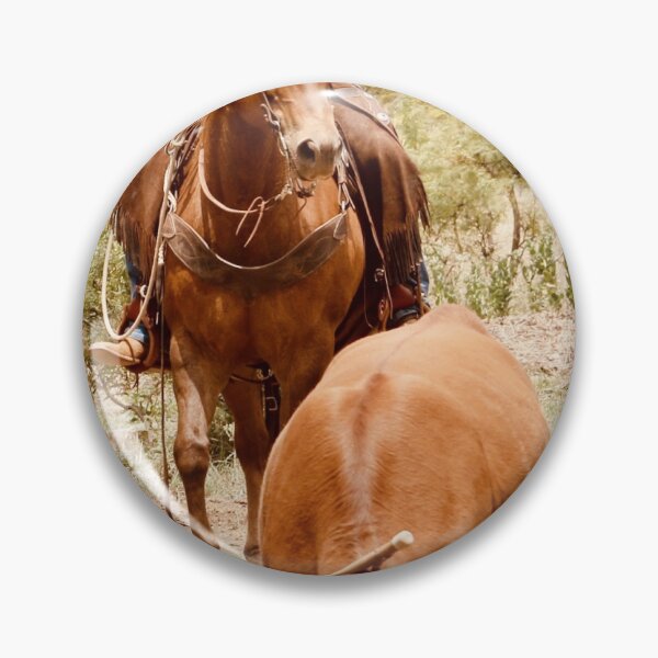 Item preview, Wrong Hat — Cowboy on Horseback Meets a Cow in a Chair, Funny Ranch Photography, Western Humor Wall Art designed and sold by StayHooked.