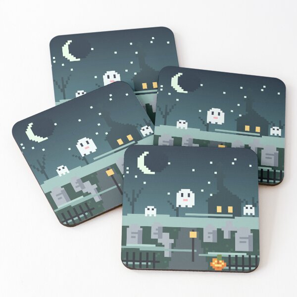 Item preview, Foggy Graveyard Pixel Art with Cute Ghosts designed and sold by pixelbypixelart.