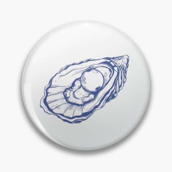 Item preview, Oyster Shell with Pearl – Vintage Blue Coastal Seashell Illustration designed and sold by AandBCollective.