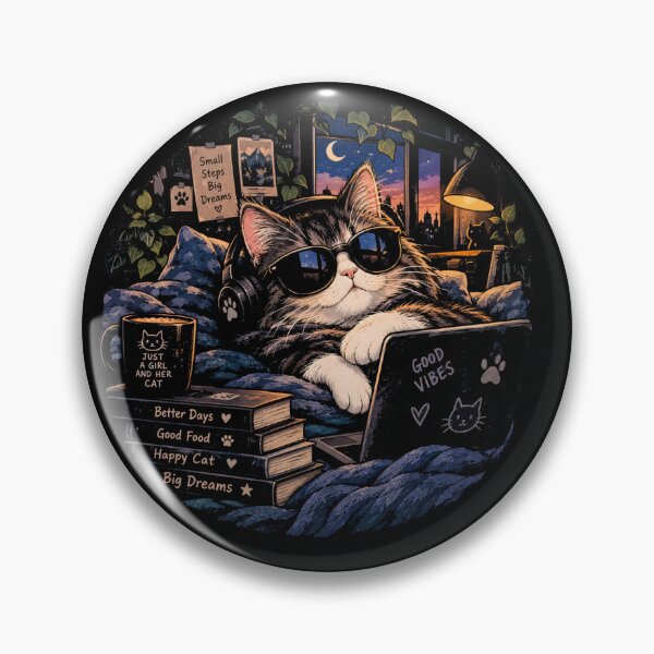 Item preview, Small Steps Big Dreams - Lo-Fi Chill Cat Laptop Headphones Coffee designed and sold by GenZFashion000.