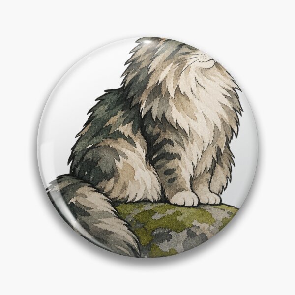 Item preview, Majestic Norwegian Forest Cat Perched on Mossy Rock designed and sold by Jessie's Palette.