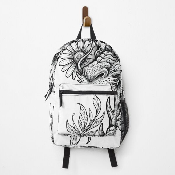 Item preview, Eastern Floral Dragon - Antler Horns and Daisy Ferns Ink Art designed and sold by DragonSerpent Ink.