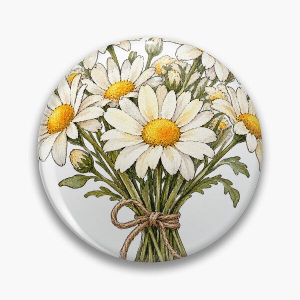 Item preview, Hand Tied White Daisy Flower Bouquet in Watercolor designed and sold by Jessie's Palette.
