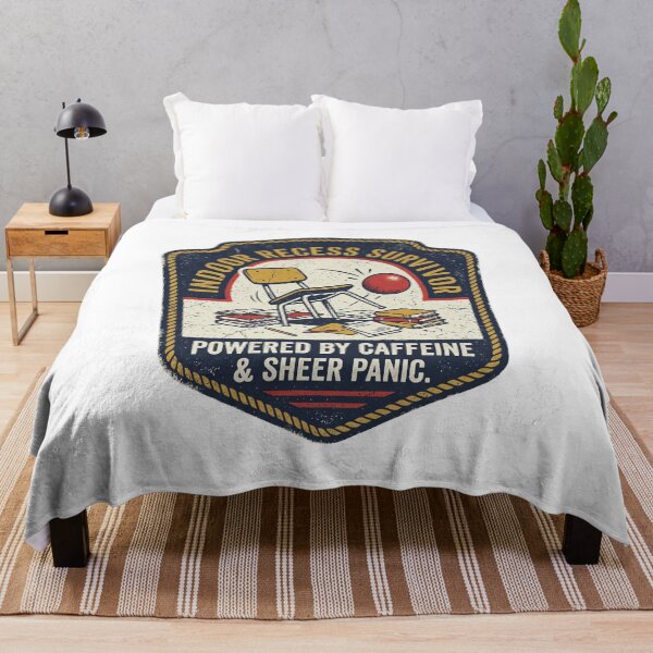 Item preview, Indoor Recess Survivor – Powered by Caffeine & Sheer Panic Funny Vintage Teacher Badge Art designed and sold by Luminari Creations.