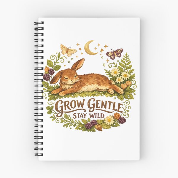 Item preview, Grow Gentle Stay Wild Rabbit Floral Cottagecore Woodland Nature Design designed and sold by inkoutninja.