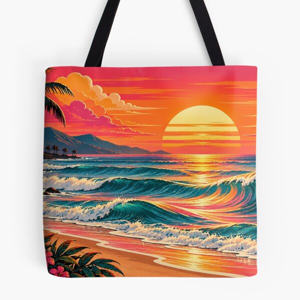 Item preview, Tropical Sunset Paradise – Retro Ocean Waves, Palm Trees & Vibrant Beach Art designed and sold by symbolic Tees.
