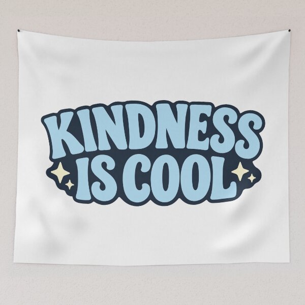 Item preview, Kindness Is Cool Blue Groovy Retro Typography Quote designed and sold by FemmePod.