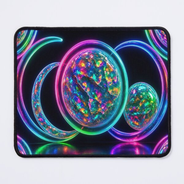 Item preview, Neon Cyber Crescent Planet - Psychedelic Iridescent Space Art designed and sold by Breezes-of-Ida.