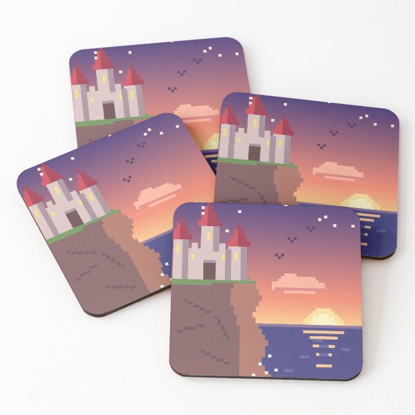 Item preview, Pixel Art Castle on a Sunset Cliff designed and sold by pixelbypixelart.