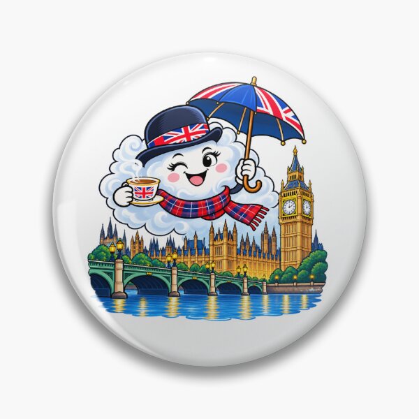 Item preview, London Fog - Cute British Cloud with Tea and Umbrella designed and sold by Myra365Art.