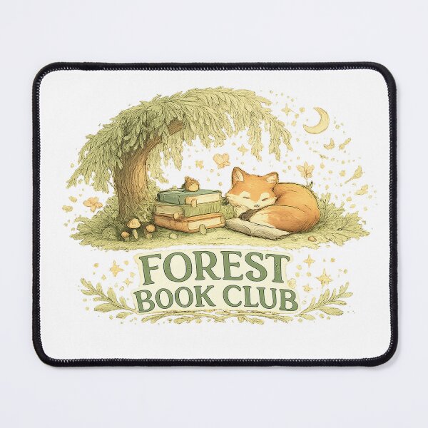 Item preview, Forest Book Club Sleeping Fox Cozy Reading Cottagecore Woodland Design designed and sold by inkoutninja.