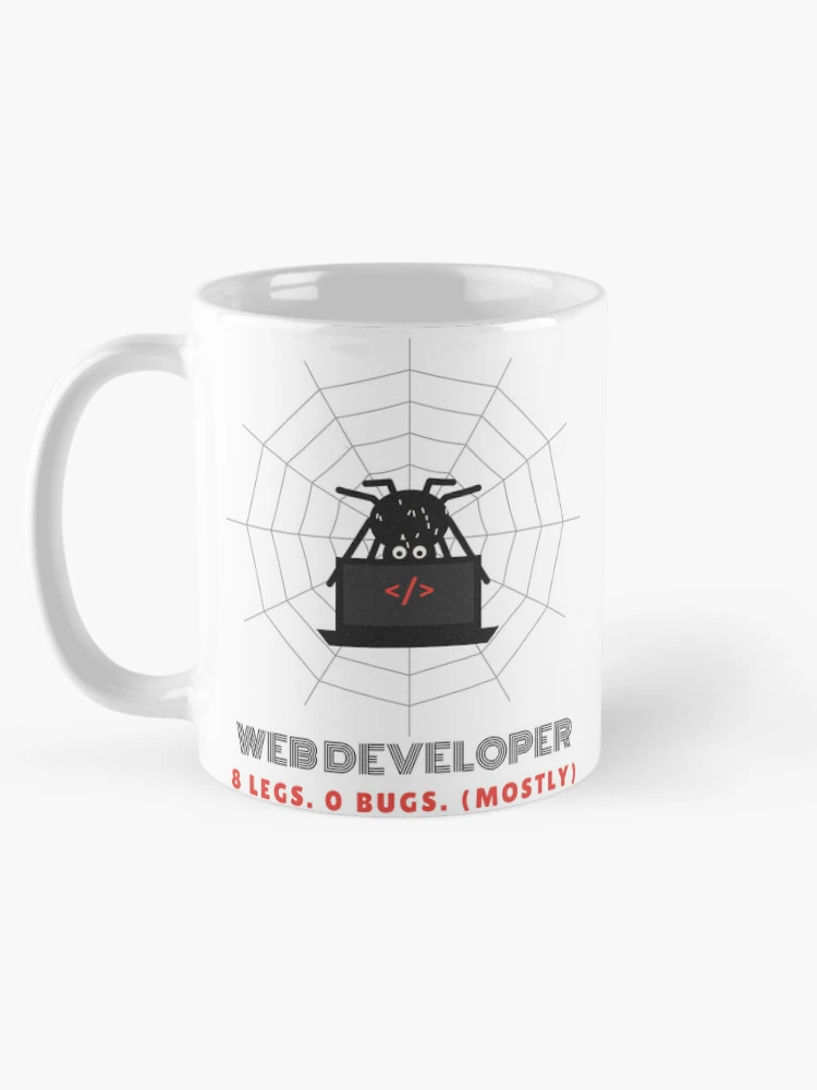 Thumbnail 5 of 6, Coffee Mug, Web Developer Spider Coding Pun designed and sold by somebasic.