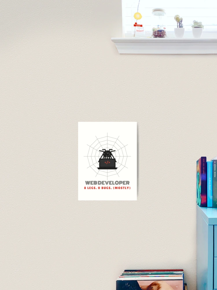 Thumbnail 2 of 3, Art Print, Web Developer Spider Coding Pun designed and sold by somebasic.