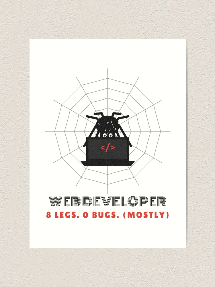 Thumbnail 1 of 3, Art Print, Web Developer Spider Coding Pun designed and sold by somebasic.