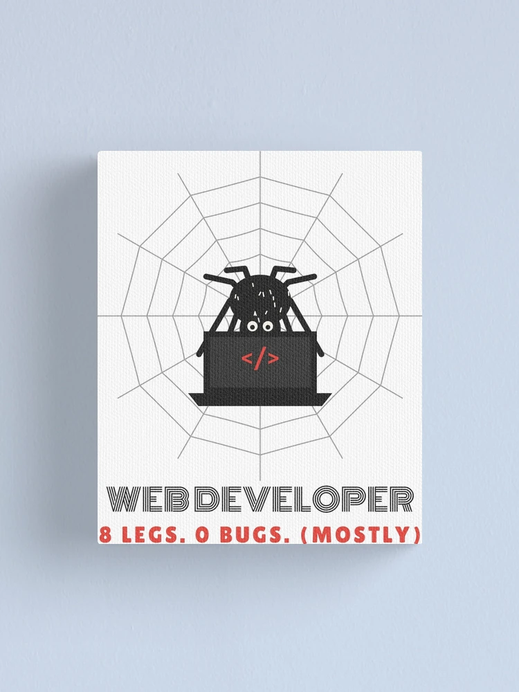 Thumbnail 1 of 3, Canvas Print, Web Developer Spider Coding Pun designed and sold by somebasic.
