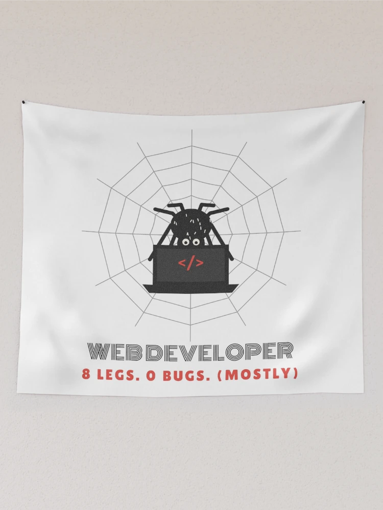 Thumbnail 2 of 3, Tapestry, Web Developer Spider Coding Pun designed and sold by somebasic.