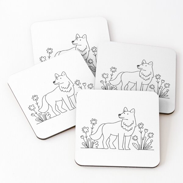 Item preview, A wolf near a patch of wildflowers swaying in the wind designed and sold by rasagamastore.