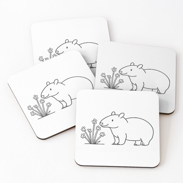 Item preview, A wombat beside a bush with tiny blossoms designed and sold by rasagamastore.