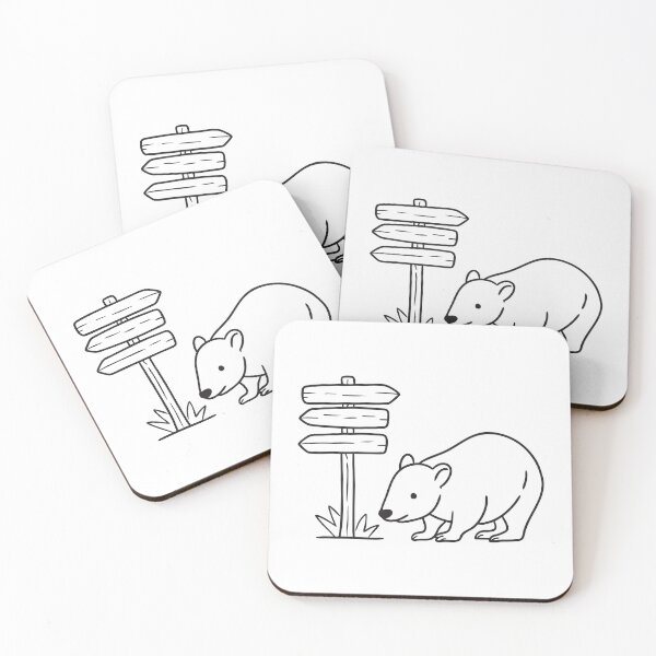 Item preview, A wombat beside a wooden sign marking a nature reserve designed and sold by rasagamastore.