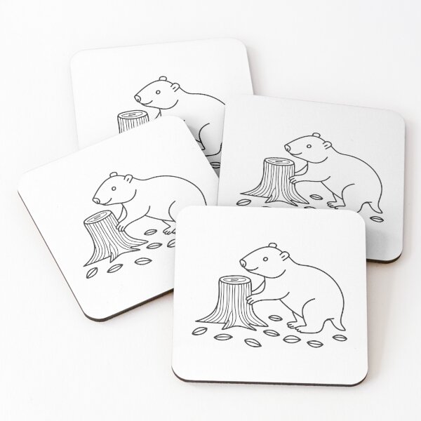 Item preview, A wombat close to a tree stump with scattered leaves designed and sold by rasagamastore.