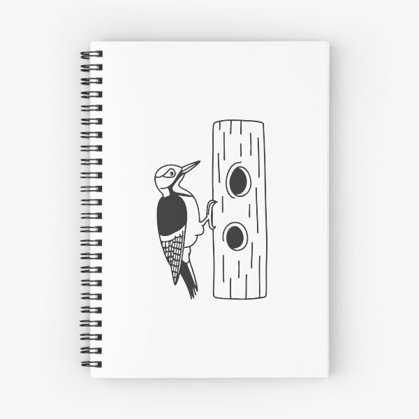 Item preview, A woodpecker beside a tree trunk with visible holes designed and sold by rasagamastore.
