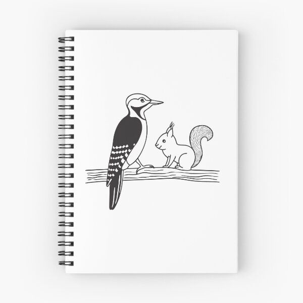 Item preview, A woodpecker close to a squirrel perched nearby designed and sold by rasagamastore.