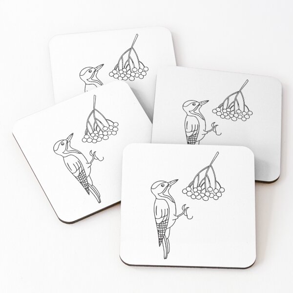 Item preview, A woodpecker near a cluster of berries hanging low designed and sold by rasagamastore.