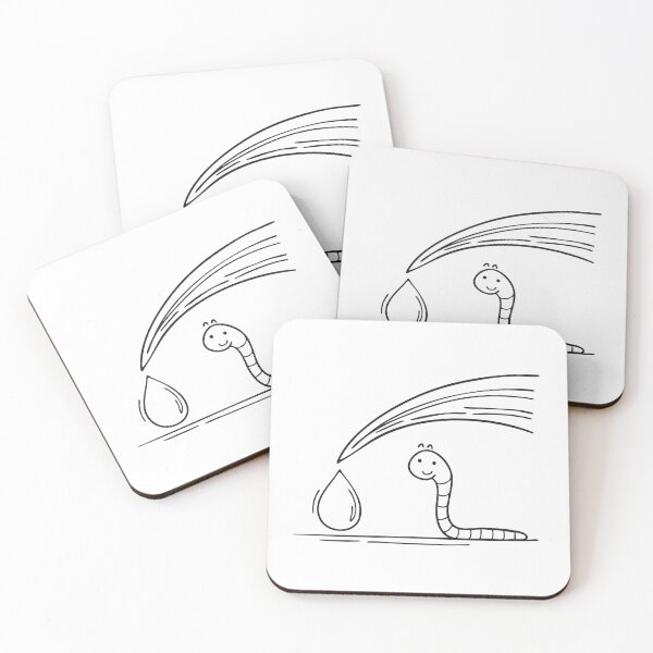 Item preview, A worm beside a droplet sliding down a blade of grass designed and sold by rasagamastore.