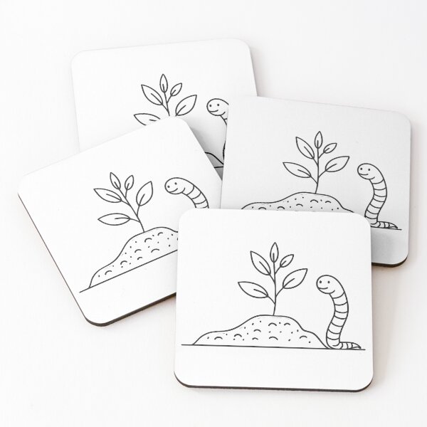 Item preview, A worm beside a sprout emerging from the earth designed and sold by rasagamastore.