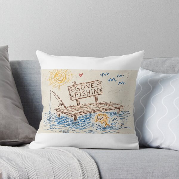 Item preview, Gone Fishin' — Funny Fishing Dock Sign Shirt, Kid Drawing Style Fisherman Gift designed and sold by ChunksterPrints.