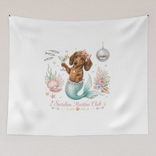 Item preview, Sardine Martini Club Dachshund Mermaid Coquette designed and sold by ChotipahArt.