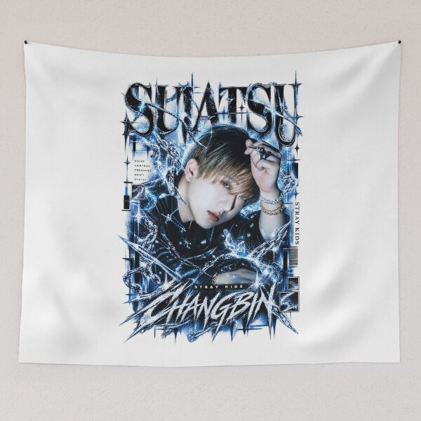 Item preview, Changbin Stray Kids Suiatsu Cyber Gothic Blue Warrior Fan Art designed and sold by Valeree Store.