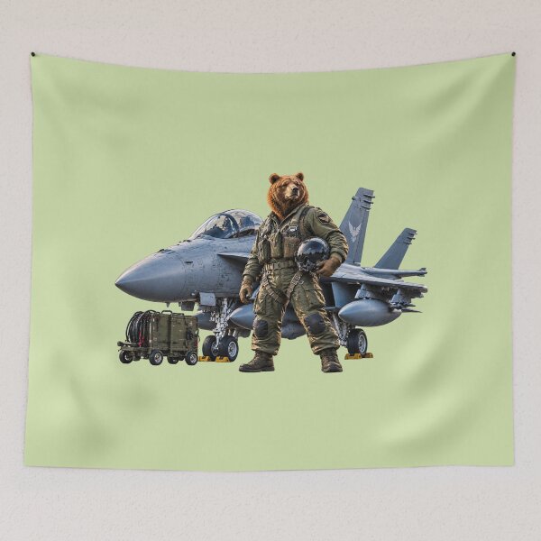 Item preview, Grizzly Bear Fighter Pilot - Military Aviation Ace designed and sold by carestazafeli.