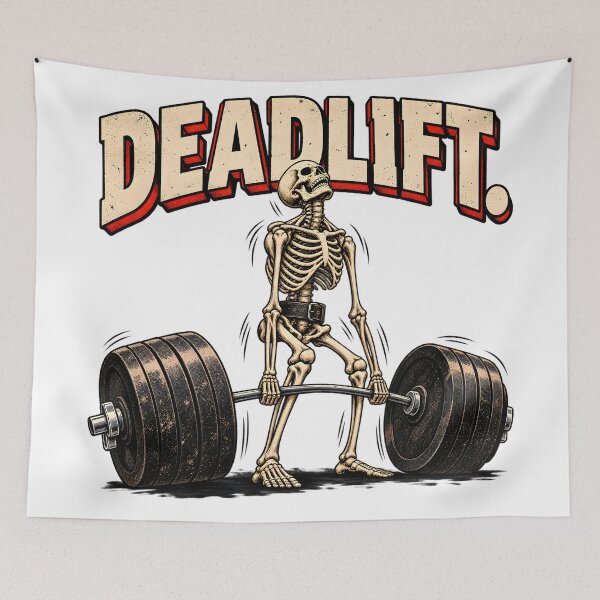 Item preview, Funny Gym Wall Art – Skeleton Deadlift Vintage Weightlifting Poster Digital Download designed and sold by CleverRaccoon.